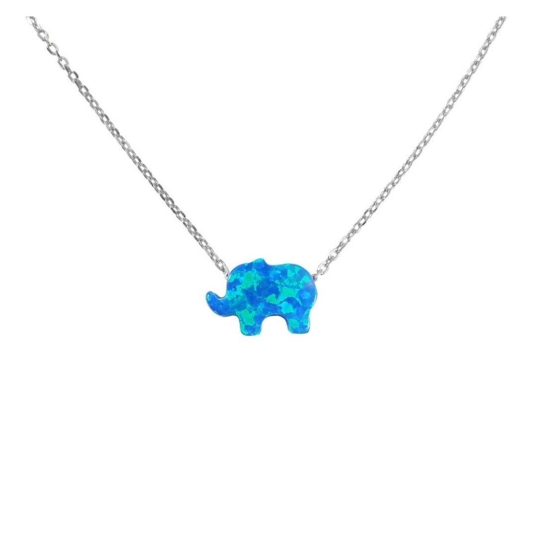 Pretty Opal Elephant Pendant Necklace Elephant Charm Sterling Silver Necklace Image 6
