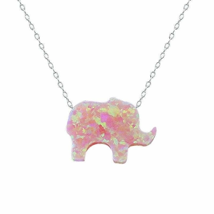 Pretty Opal Elephant Pendant Necklace Elephant Charm Sterling Silver Necklace Image 8
