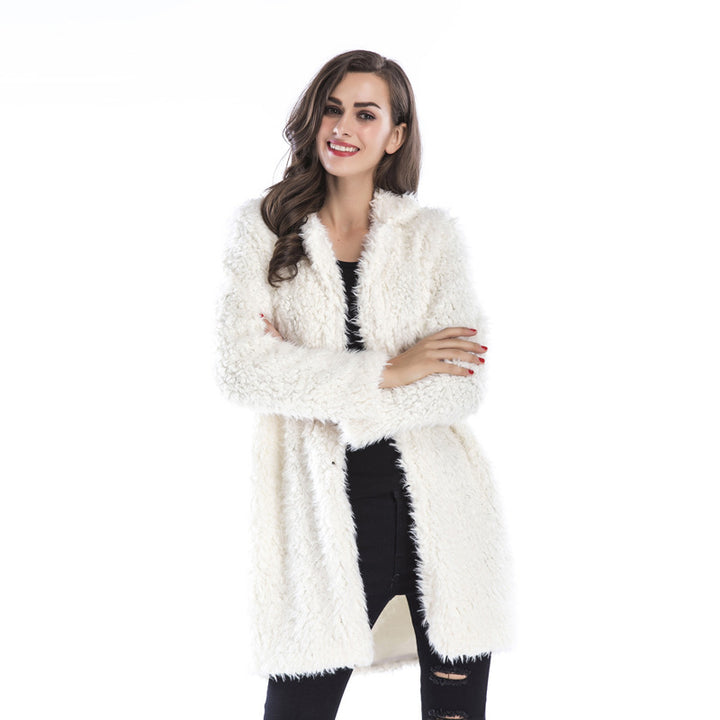 Lapel Furry Long Coat Image 4