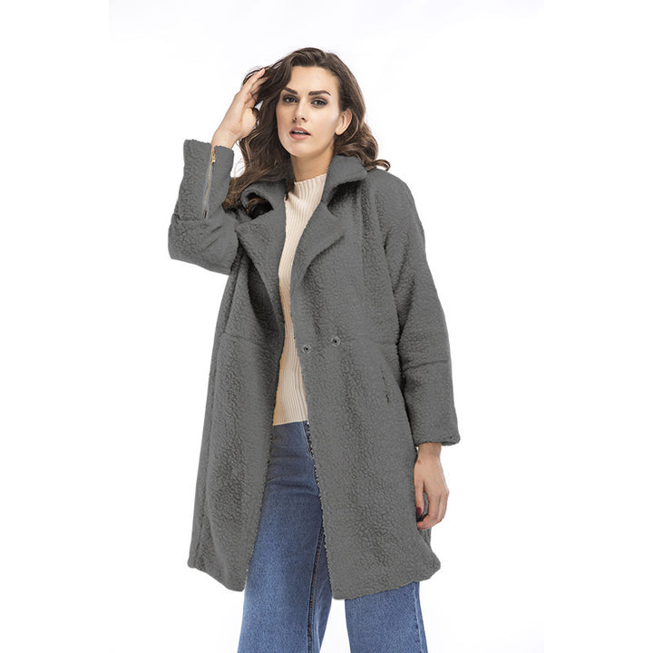 4-color Plush Mid-length Coat Image 4