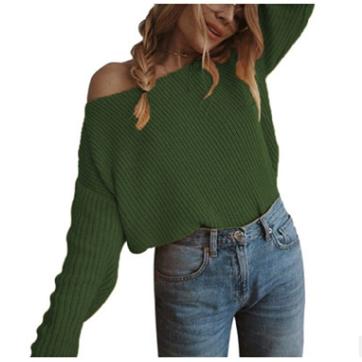 One-shoulder Long-sleeved Sweater Image 2