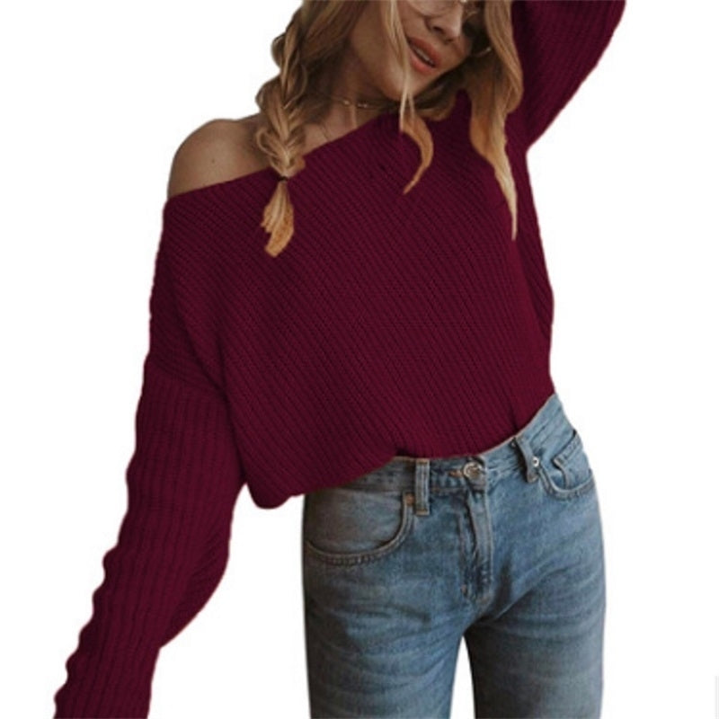 One-shoulder Long-sleeved Sweater Image 3