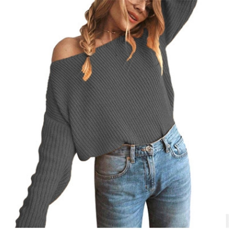 One-shoulder Long-sleeved Sweater Image 4