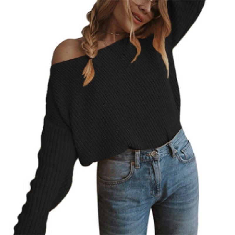 One-shoulder Long-sleeved Sweater Image 6