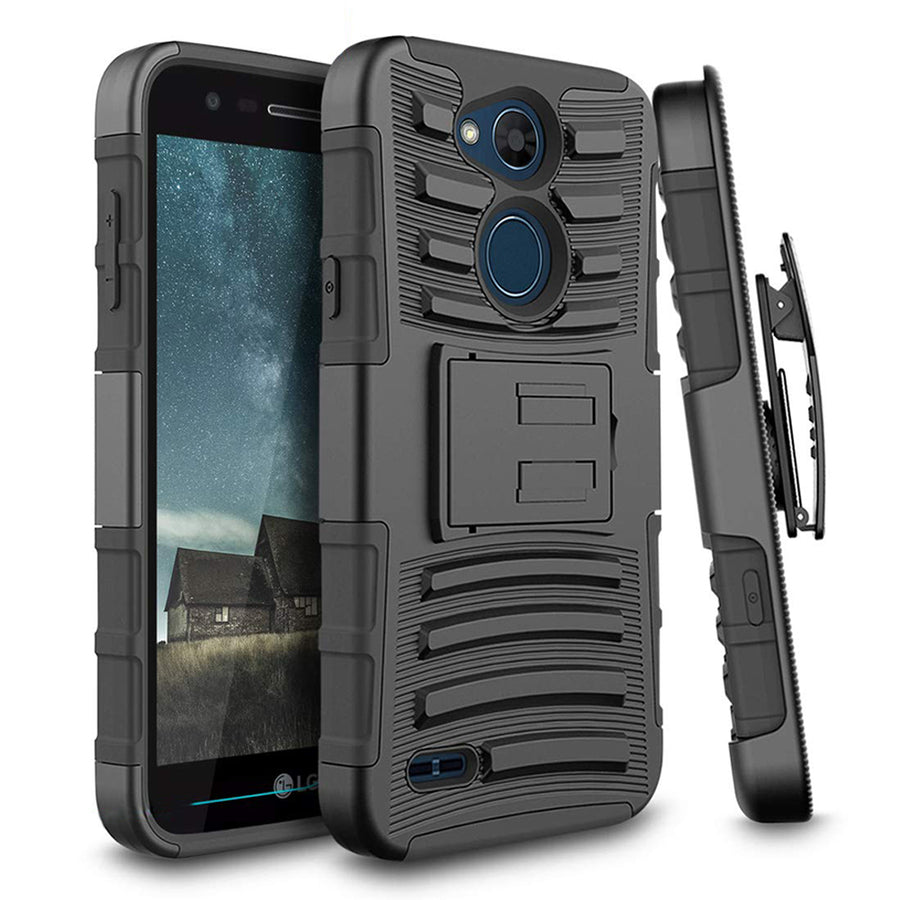 LG X Power 3 / X Power 2 / LV7 / Fiesta / X Charger Armor Belt Clip Holster Case Image 1
