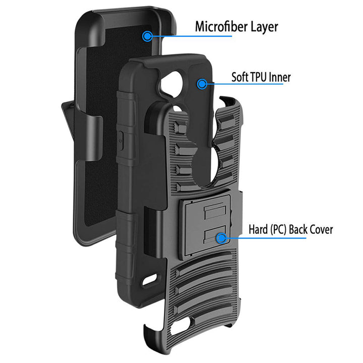LG X Power 3 / X Power 2 / LV7 / Fiesta / X Charger Armor Belt Clip Holster Case Image 4