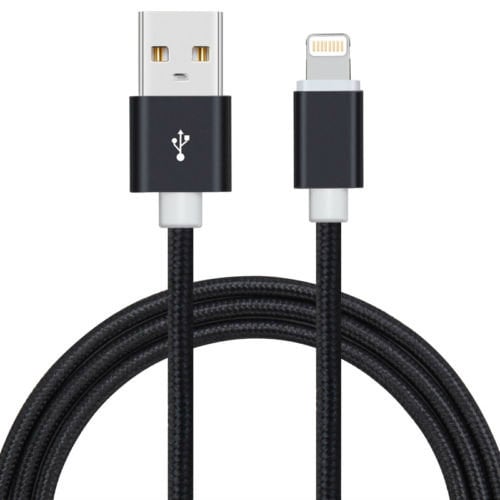 10FT Heavy Duty Braided 8 Pin USB Charger Cable for Apple iPhone Silver White Image 1