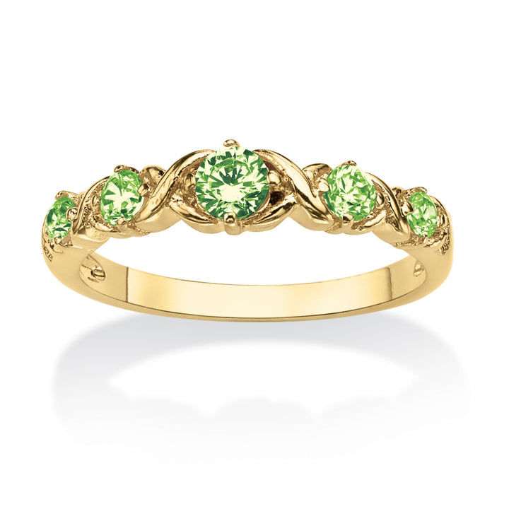 Round Birthstone 14k Gold-Plated "X and O" Stackable Ring Image 9
