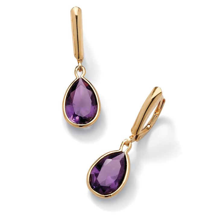 Pear-Cut Birthstone Drop Earrings in 18k Gold over Sterling Silver Image 3