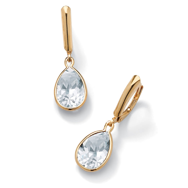 Pear-Cut Birthstone Drop Earrings in 18k Gold over Sterling Silver Image 4