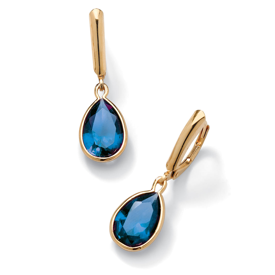 Pear-Cut Birthstone Drop Earrings in 18k Gold over Sterling Silver Image 10
