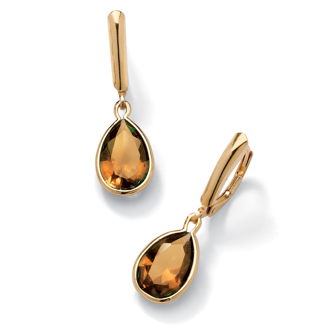 Pear-Cut Birthstone Drop Earrings in 18k Gold over Sterling Silver Image 12