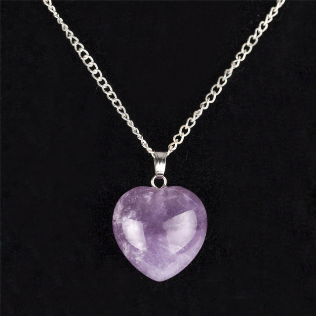 Sterling Silver Plated Stone Heart Pendant Necklace Image 3