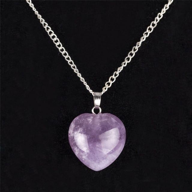 Sterling Silver Plated Stone Heart Pendant Necklace Image 1