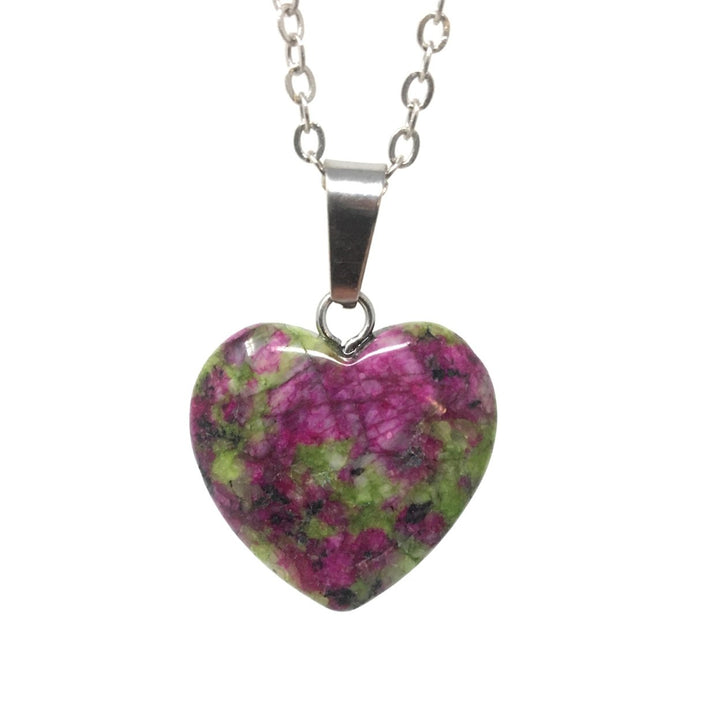 Sterling Silver Plated Stone Heart Pendant Necklace Image 4