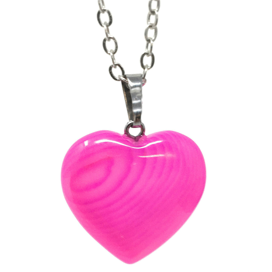 Sterling Silver Plated Stone Heart Pendant Necklace Image 11
