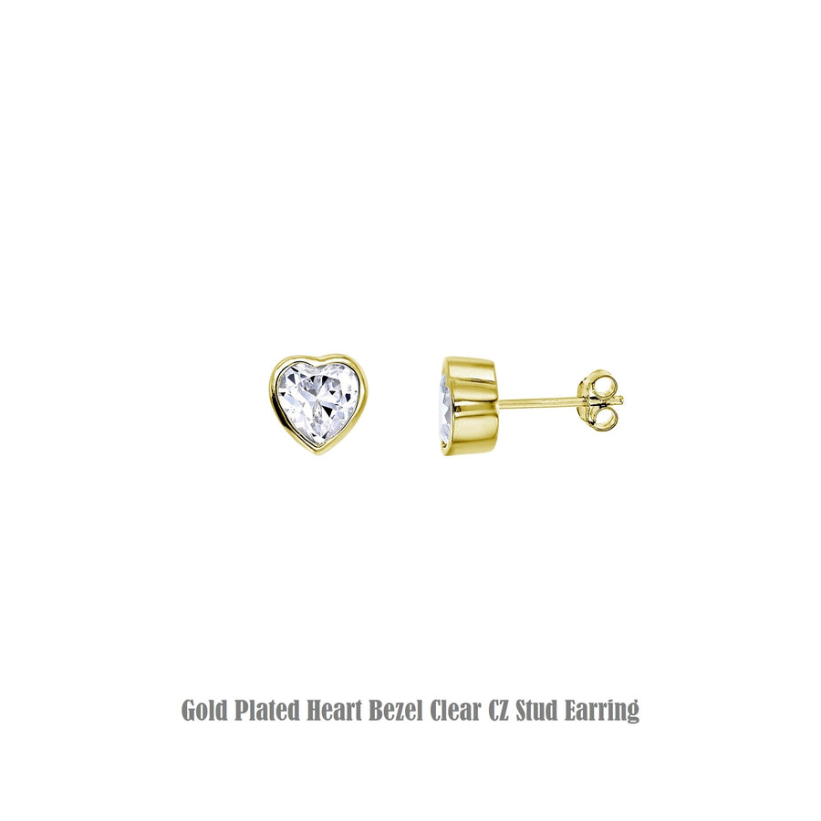 Sterling Silver Heart Bezel Stud Earring Image 1