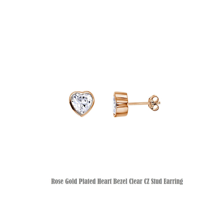 Sterling Silver Heart Bezel Stud Earring Image 3