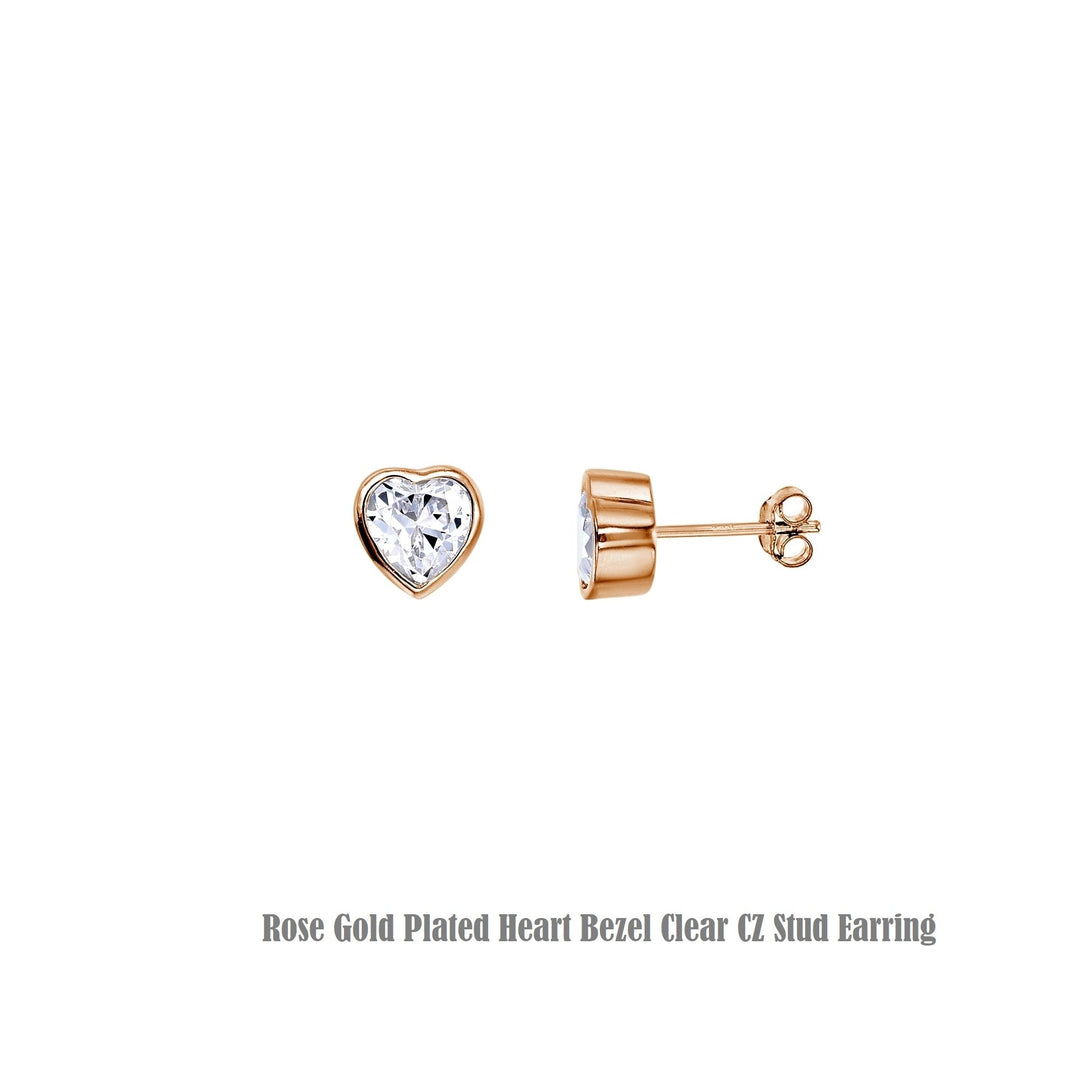 Sterling Silver Heart Bezel Stud Earring Image 1