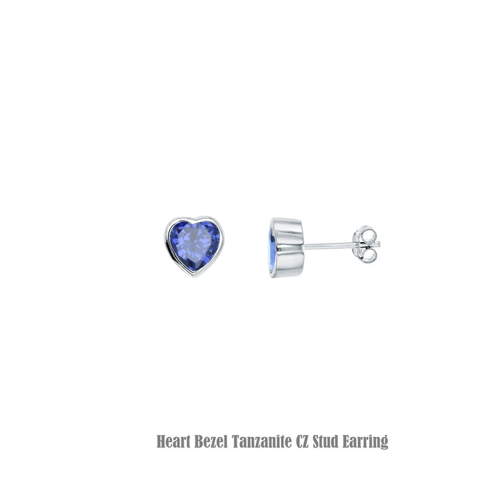 Sterling Silver Heart Bezel Stud Earring Image 4