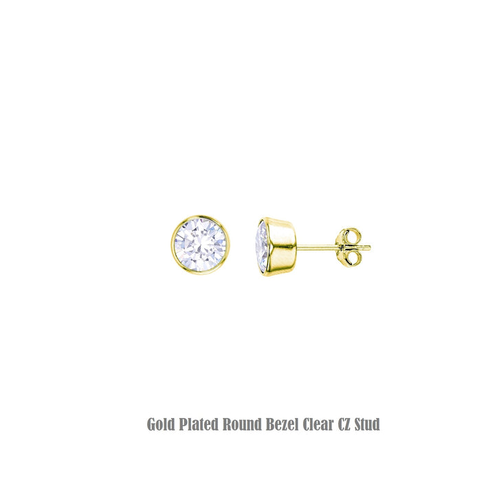 Sterling Silver Round Bezel Stud Earring Image 1