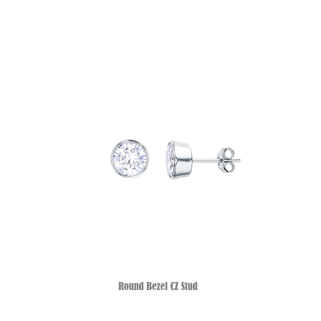 Sterling Silver Round Bezel Stud Earring Image 1