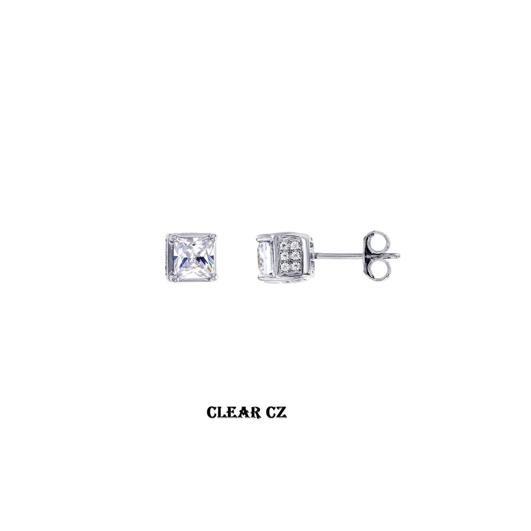 Sterling Silver Cube CZ Earrings Image 1