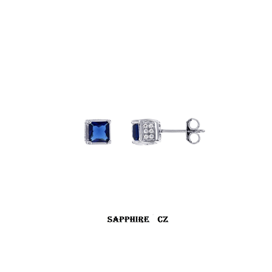 Sterling Silver Cube CZ Earrings Image 4