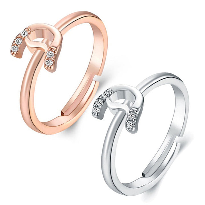 2 Pack Cubic Zirconia Intial Adjustable Rings Image 4