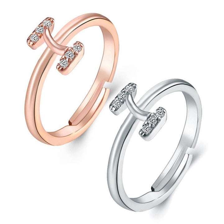 2 Pack Cubic Zirconia Intial Adjustable Rings Image 9