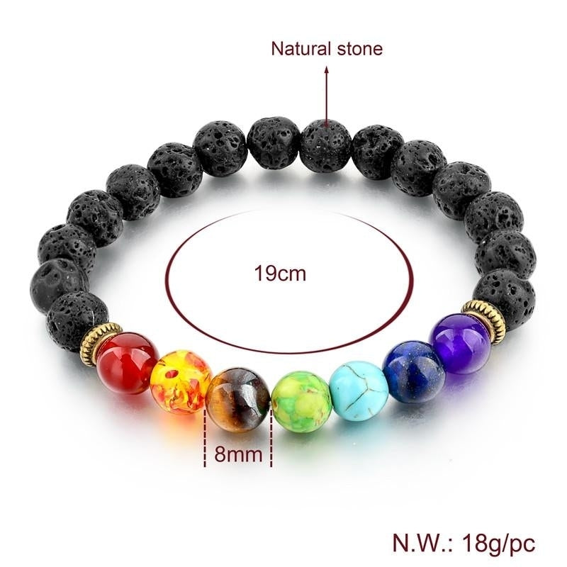7 Genuine Chakra Healing Natural Stone Bead Bracelet Image 3