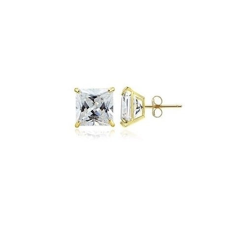 Gold Filled High Polish Finsh Stud Earring with Cubic Zirconia Square Golden Tone 3 mm Image 1