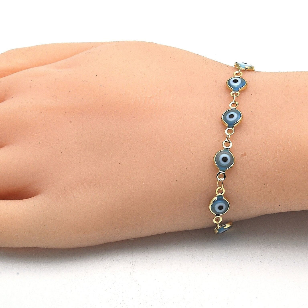 Gold Filled Evil Eye Light Blue Bracelet 8 Image 3