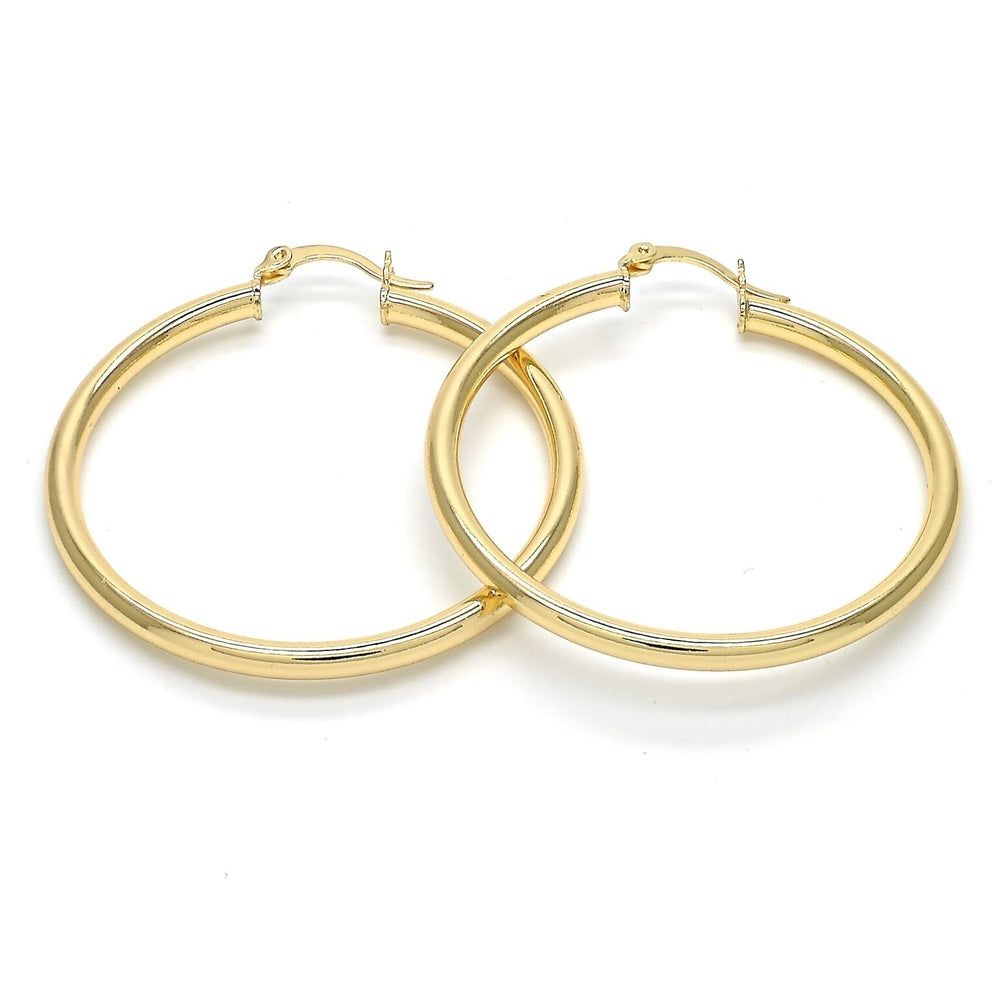 Gold Filled High Polish Finsh Medium Hoop Hollow Design Polished Finish Golden Tone 40mm Image 2