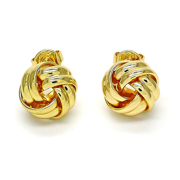 14K Gold Filled High Polish Finsh Stud Earring Love Knot Design Polished Finish Golden Tone Image 1