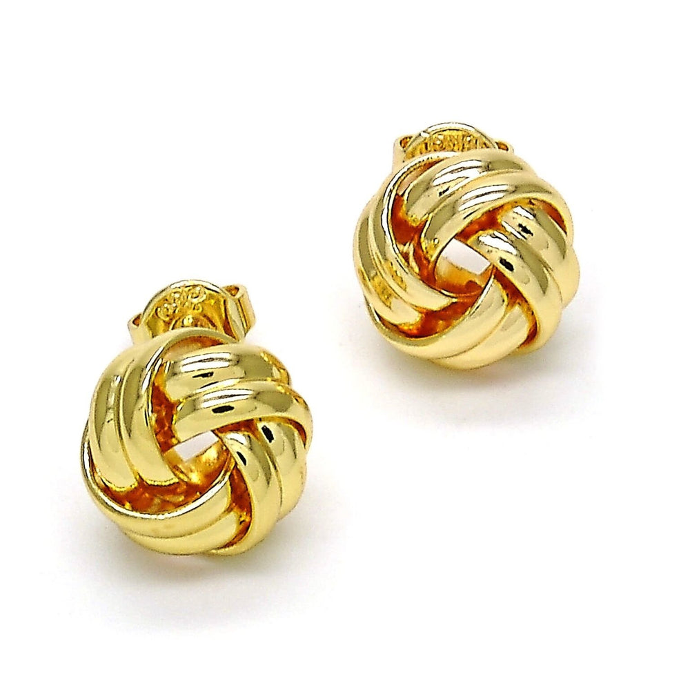 14K Gold Filled High Polish Finsh Stud Earring Love Knot Design Polished Finish Golden Tone Image 2