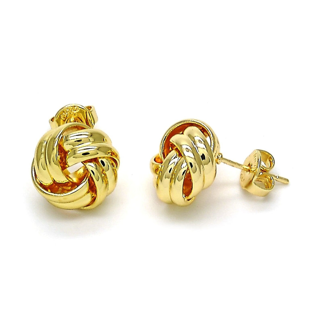 14K Gold Filled High Polish Finsh Stud Earring Love Knot Design Polished Finish Golden Tone Image 3