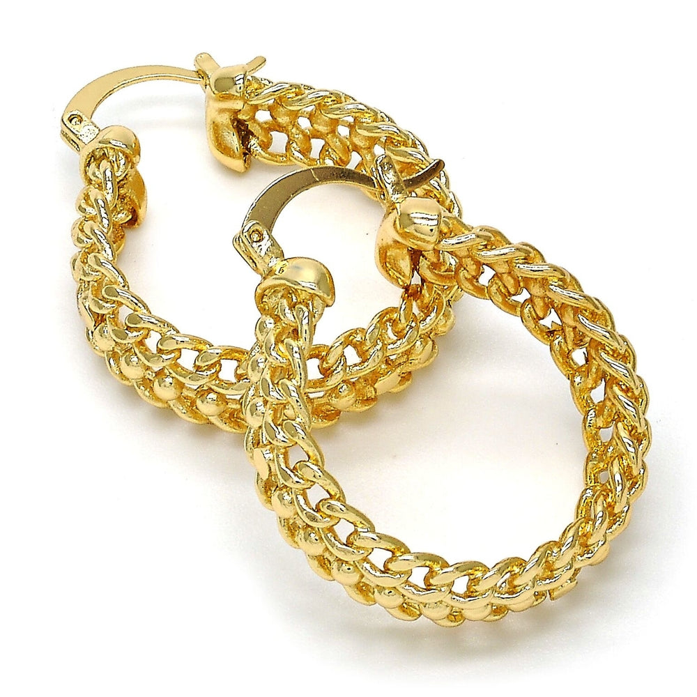 Gold FILLED 3 Row Cable Link Elegant Hoop Image 2