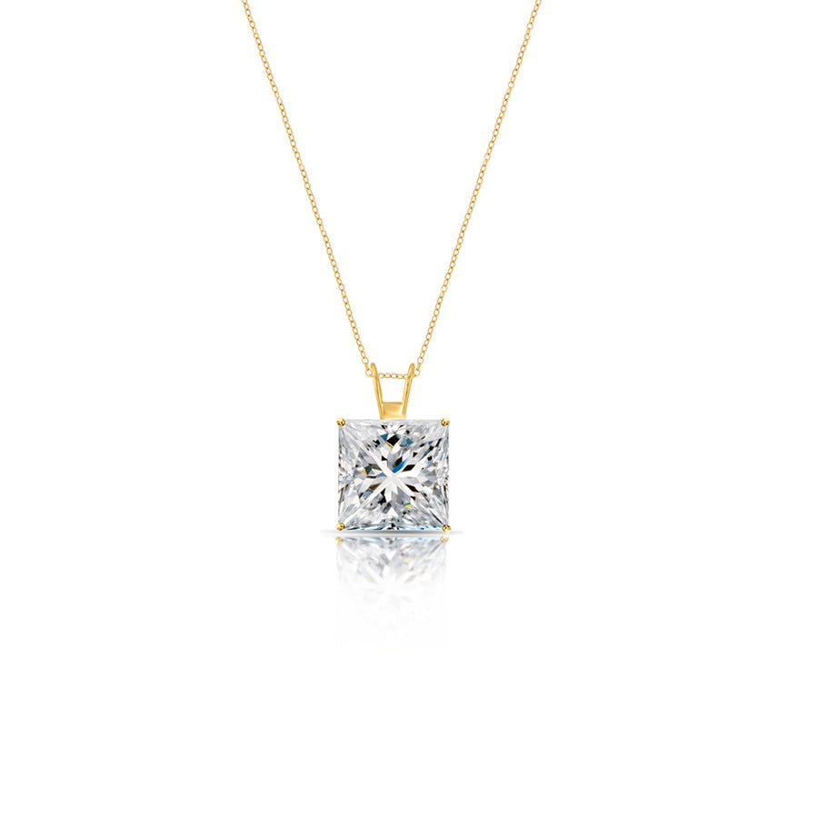 10K Gold 3.00CT Princess Cut Swarovski Elements Crystal Necklace Image 1
