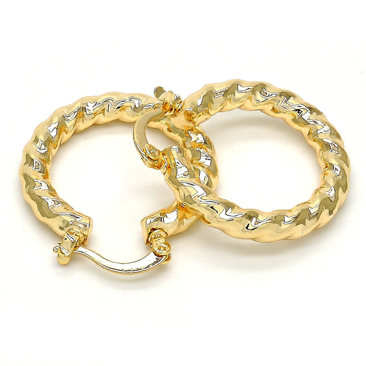 Gold Filled High Polish Finsh Small Hoop Hollow and Twist Design Golden Tone Image 3