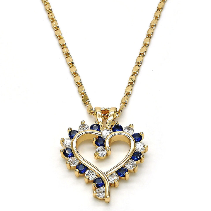 18K Gold Filled High Polish Finsh Fancy Necklace Heart Design with Micro Pava Setting Image 1