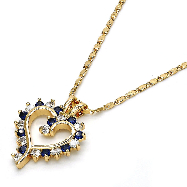 18K Gold Filled High Polish Finsh Fancy Necklace Heart Design with Micro Pava Setting Image 2