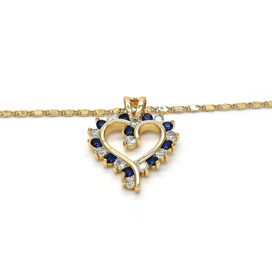 18K Gold Filled High Polish Finsh Fancy Necklace Heart Design with Micro Pava Setting Image 3