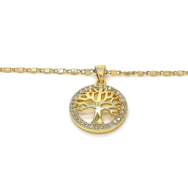 GOLD Filled High Polish Finsh Tree Of Life PENDANT NECKLACE WITH DIAMOND ACCENT Image 3