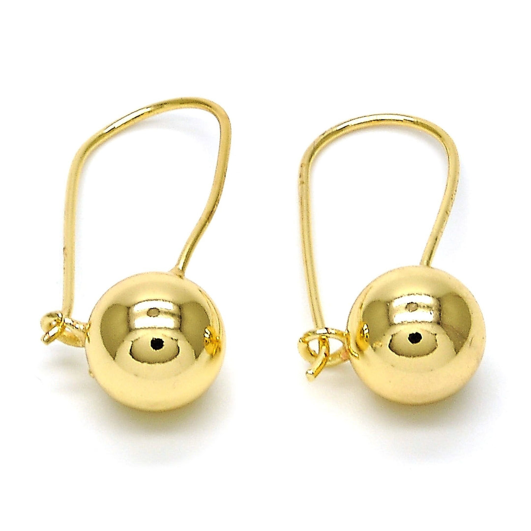 14k Gold Filled High Polish Finsh Leverback Earring Ball Design Polished Finish Golden Tone Image 1