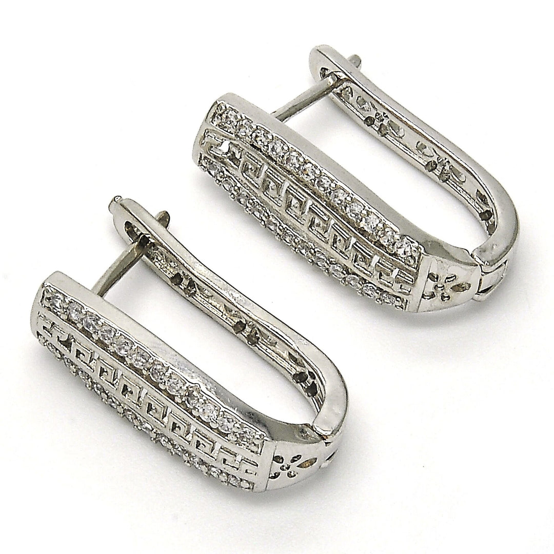 Rhodium Filled High Polish Finsh made with Crystal Greek Design Earrings Image 3