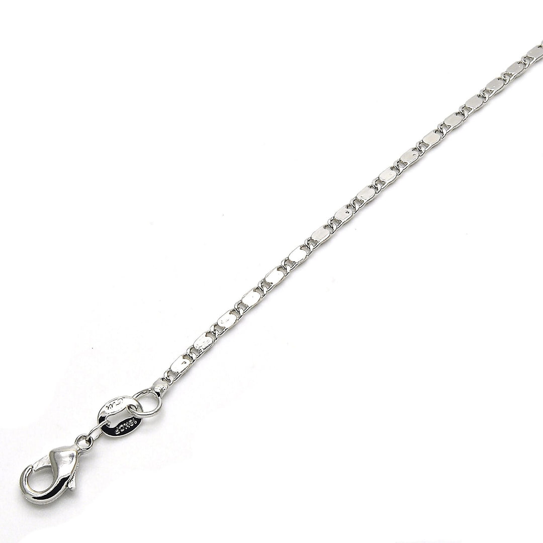 Rhodium Filled High Polish Finsh Basic Necklace Rhodium Tone Image 2