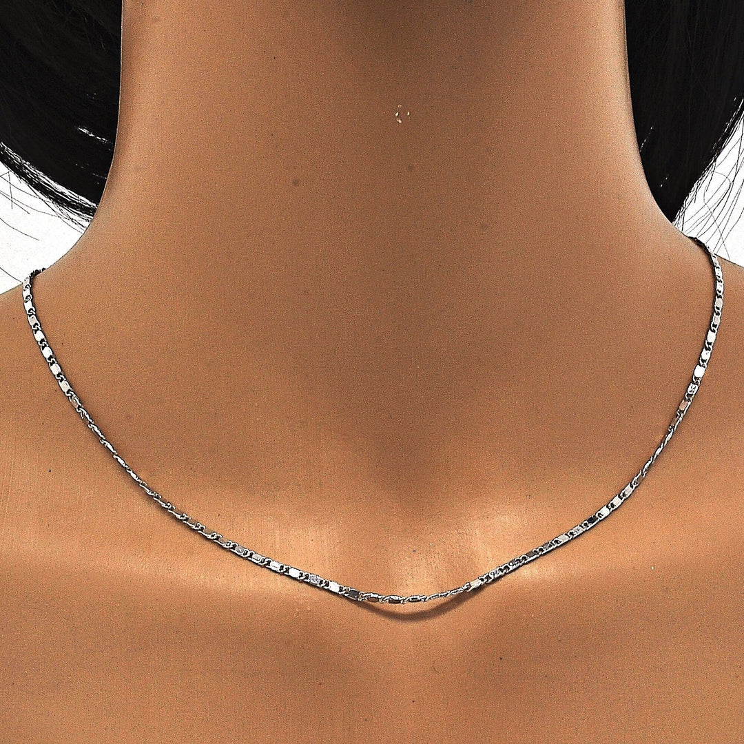 Rhodium Filled High Polish Finsh Basic Necklace Rhodium Tone Image 4