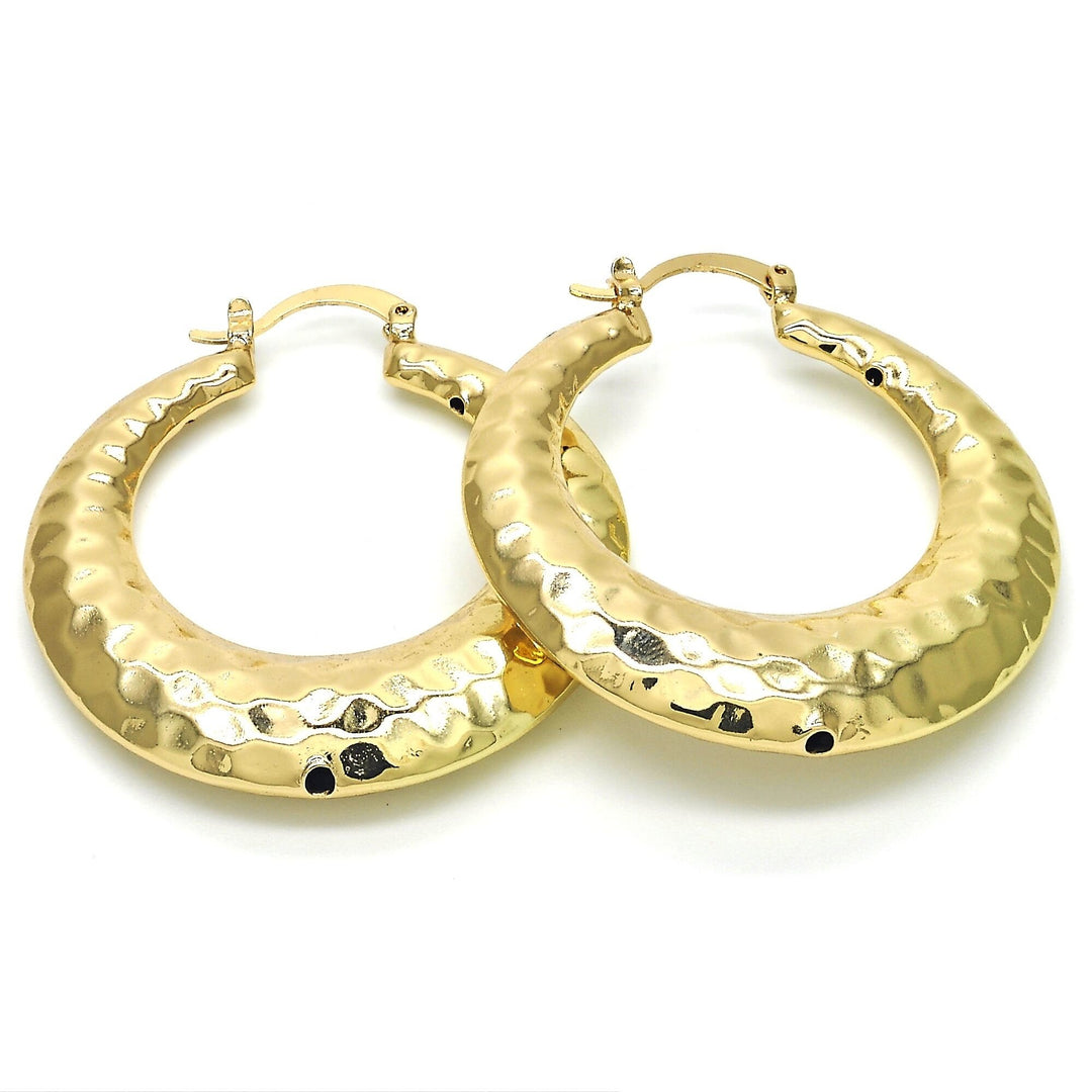 Gold Filled High Polish Finsh Bamboo Hoop Earrings Image 1