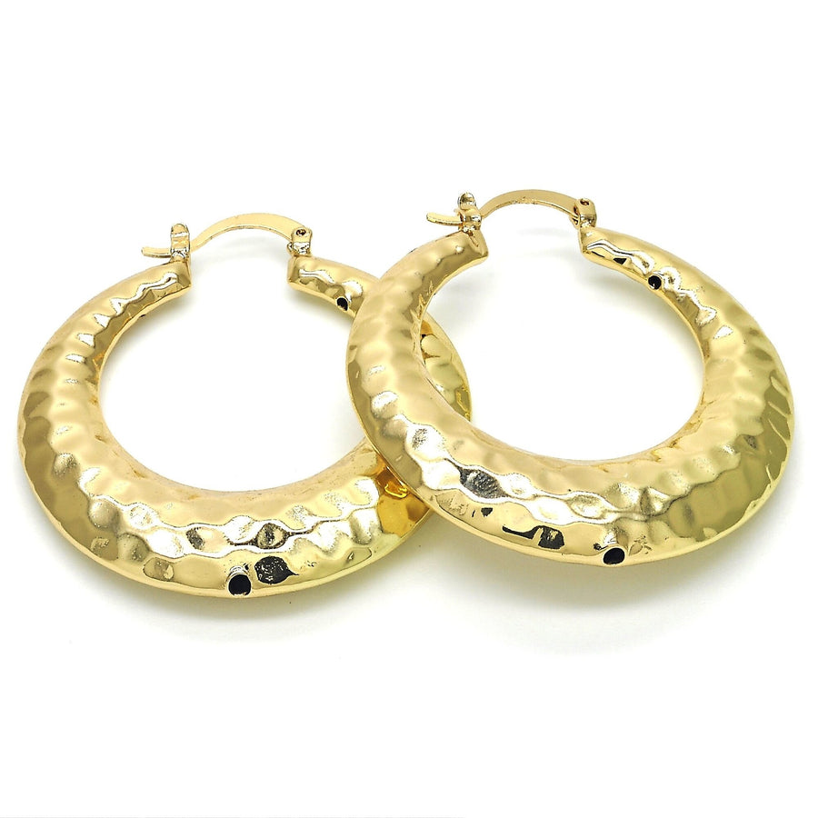 Gold Filled High Polish Finsh Bamboo Hoop Earrings Image 1